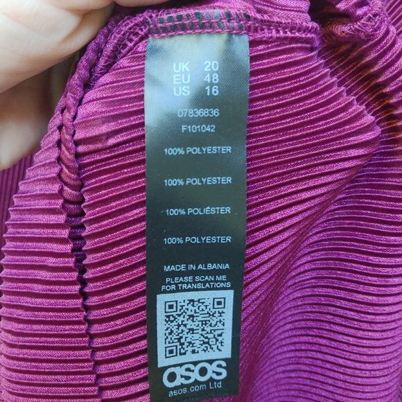 asos Plum Pleated Midi Dress NWT Accordion One-Sided Off-Shoulder Asymmetric - Picture 9 of 11